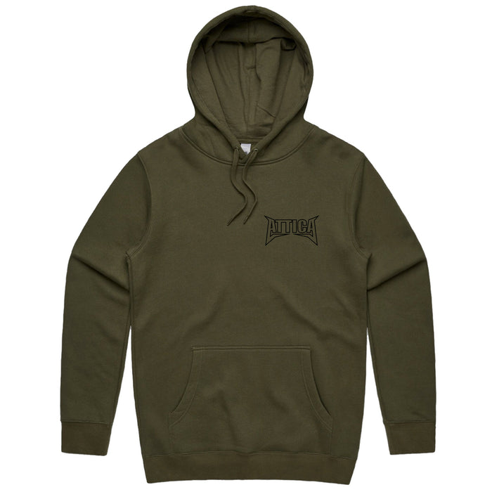 🎁 ATTICA ‘MENTAL’ Hooded Jumper - Army (50% off)