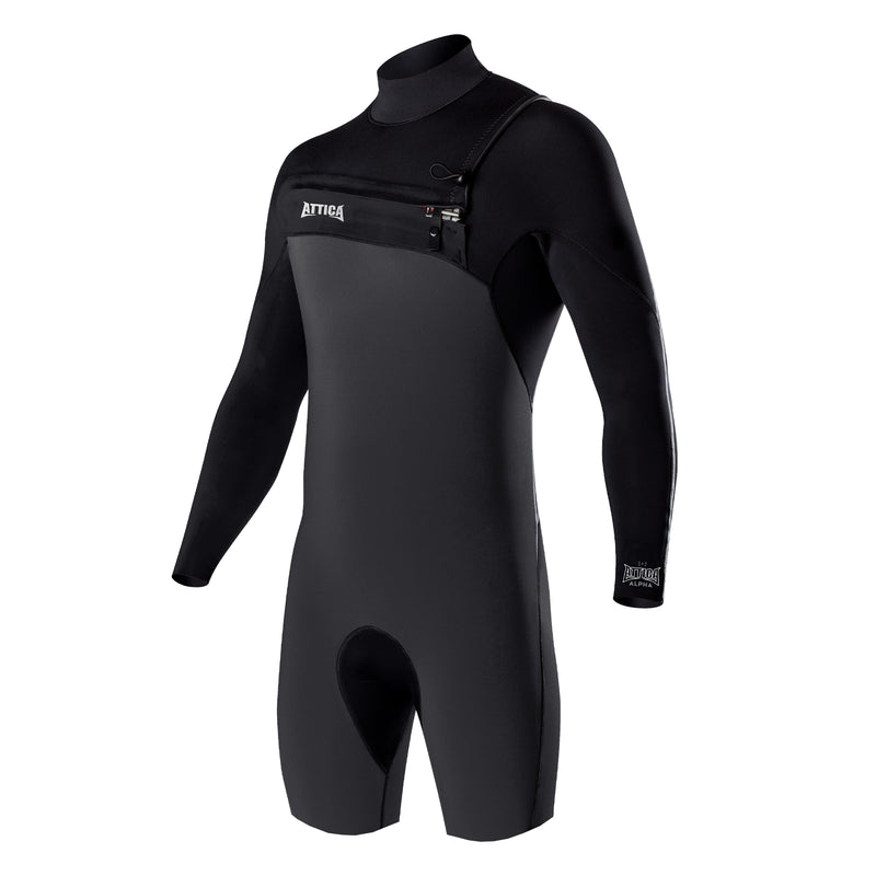 Attica OMEGA Long Sleeve Chest Zip 2/2mm Spring - GRAPHITE / BLACK