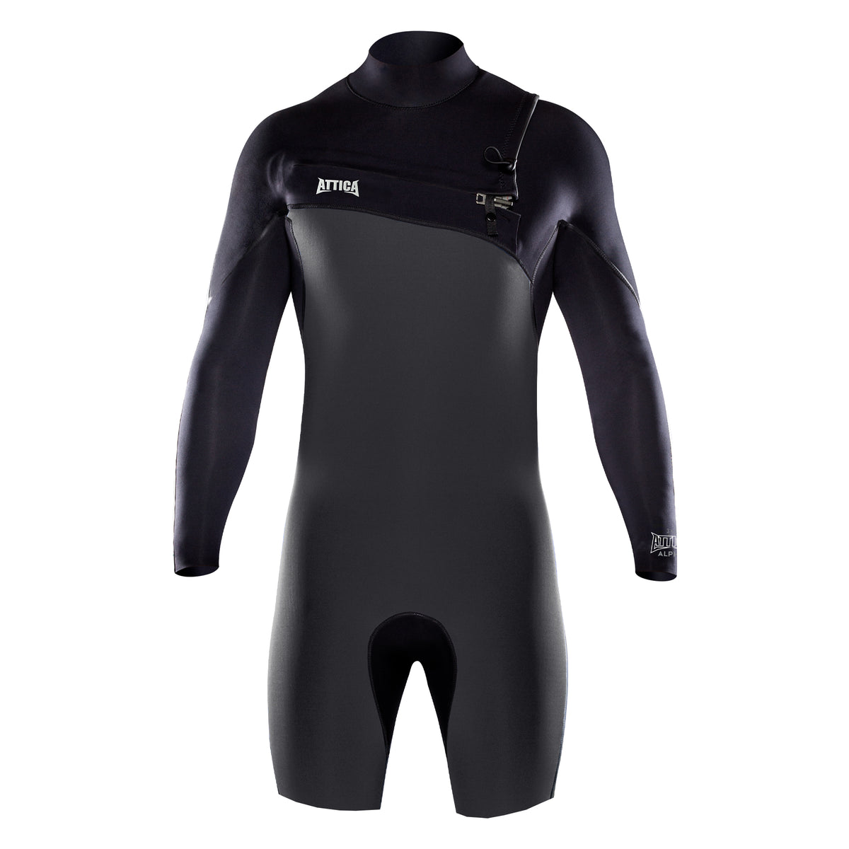 Attica OMEGA Long Sleeve Chest Zip 2/2mm Spring - GRAPHITE / BLACK