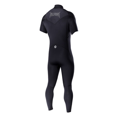 OMEGA Chest Zip 3/2mm Short Sleeve Steamer - BLACK / WHITE