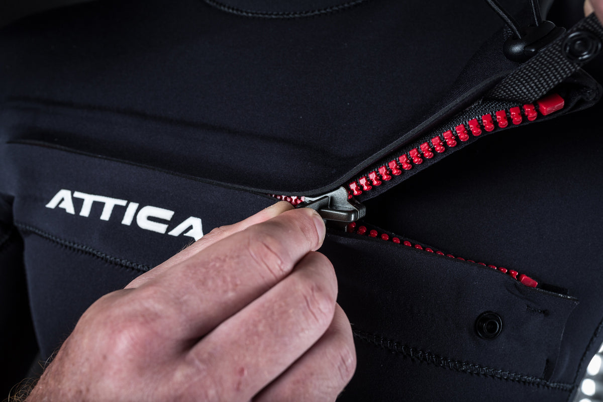 OMEGA Short Sleeve Chest Zip 2/2MM Spring - BLACK / WHITE - ATTICA Wetsuits